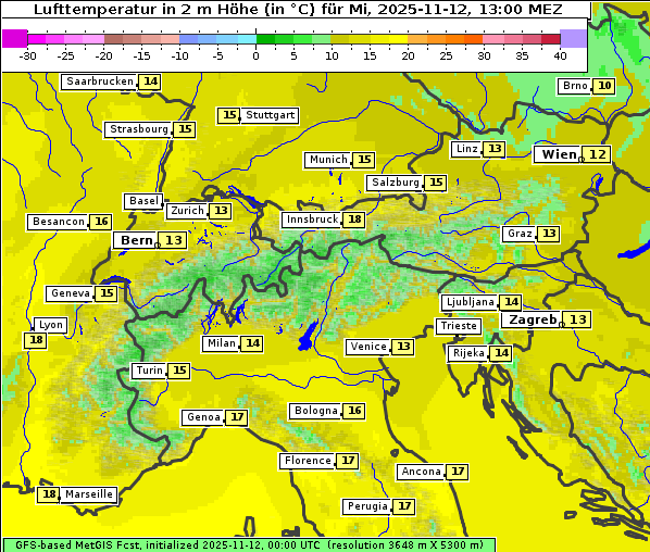 Temperatur, 12. 11. 2025