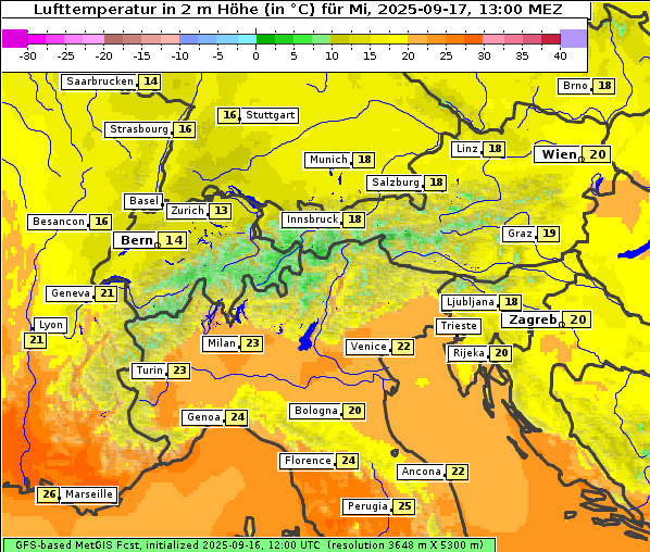 Temperatur, 17. 9. 2025