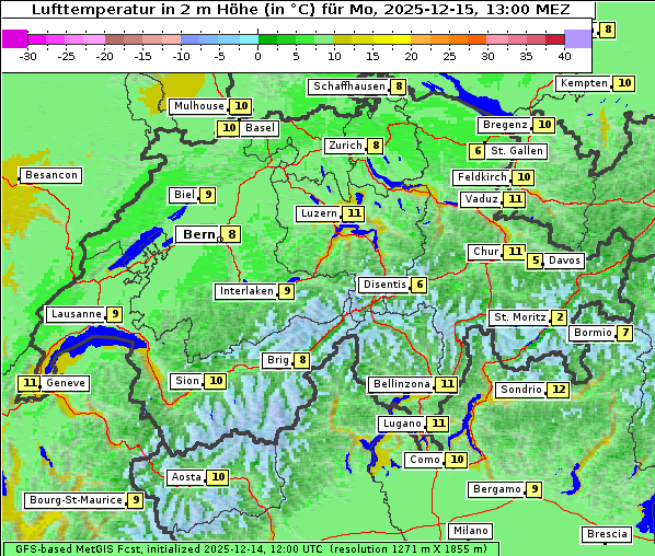 Temperatur, 15. 12. 2025