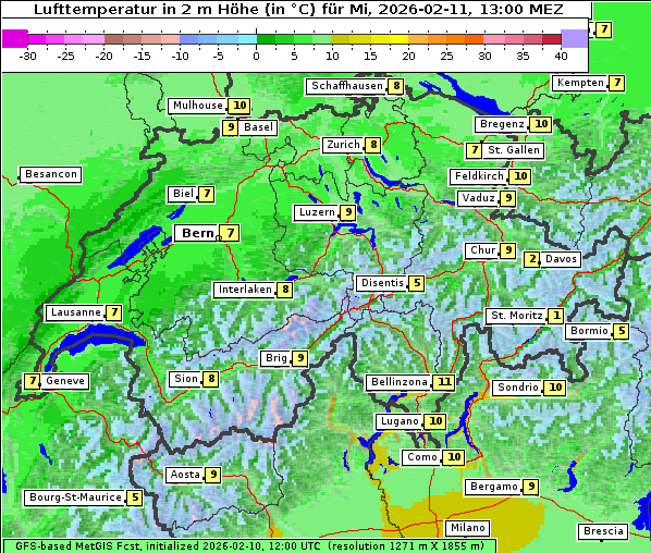 Temperatur, 11. 2. 2026