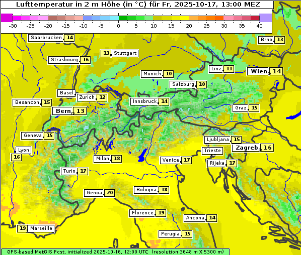 Temperatur, 17. 10. 2025