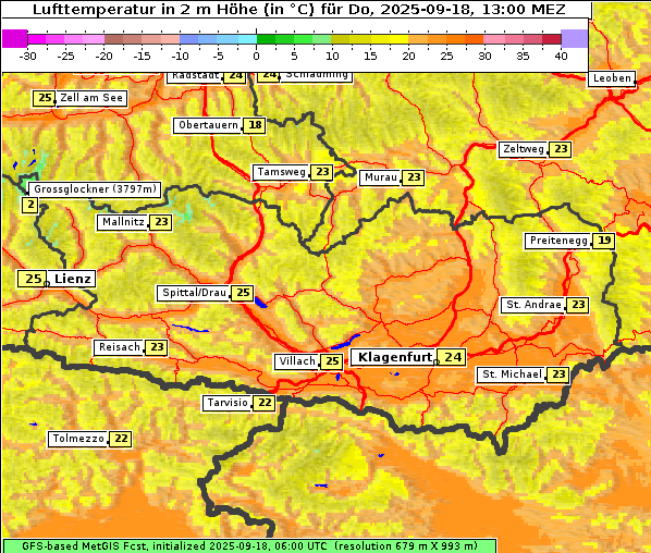 Temperatur, 18. 9. 2025
