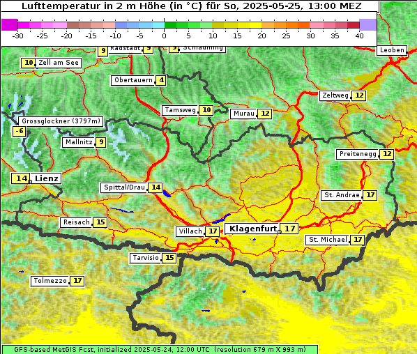 Temperatur, 25. 5. 2025