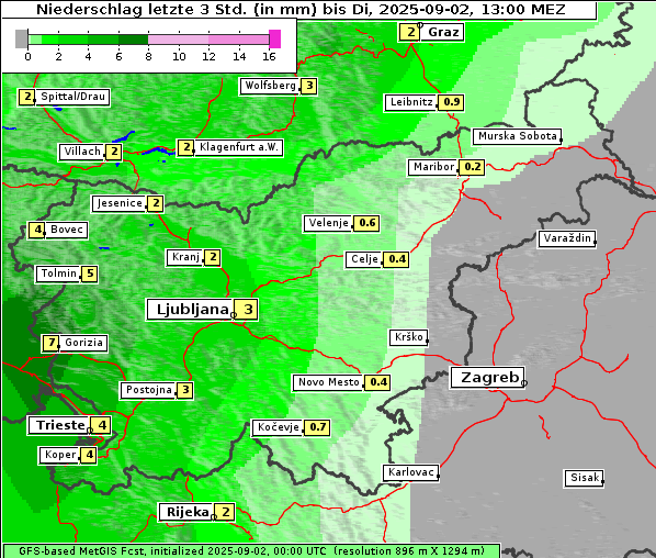 Niederschlag, 2. 9. 2025