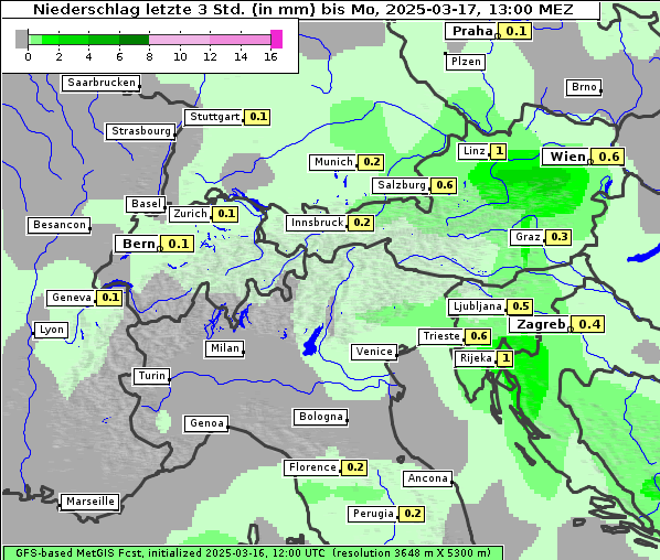 Niederschlag, 17. 3. 2025
