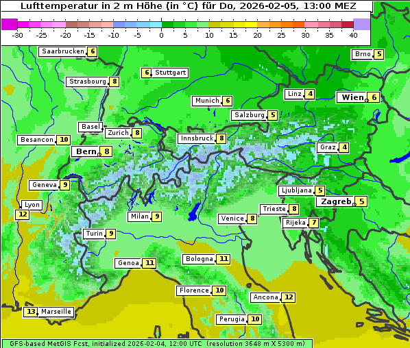 Temperatur, 5. 2. 2026