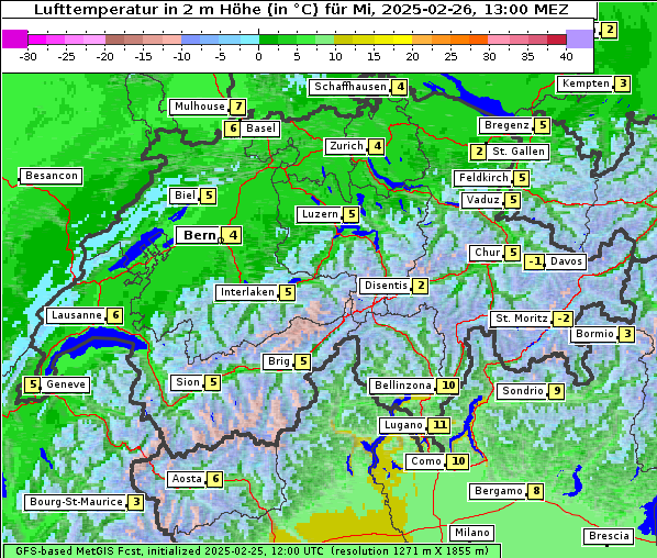 Temperatur, 26. 2. 2025