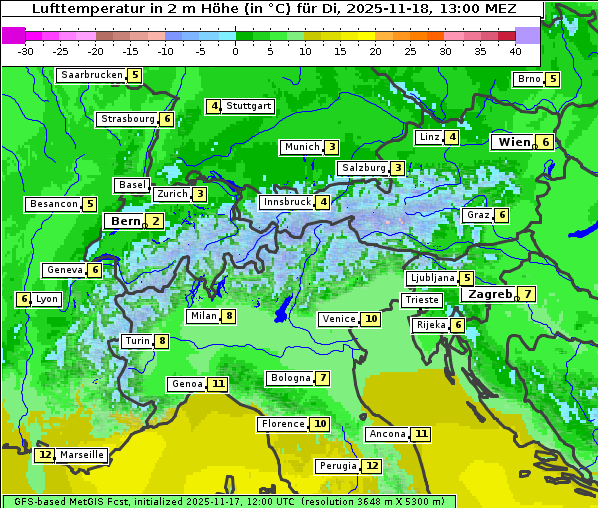 Temperatur, 18. 11. 2025