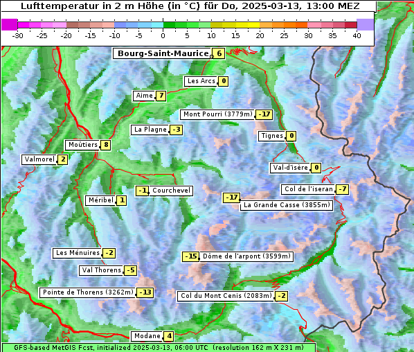 Temperatur, 13. 3. 2025