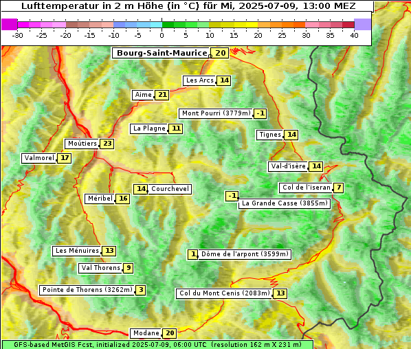 Temperatur, 9. 7. 2025
