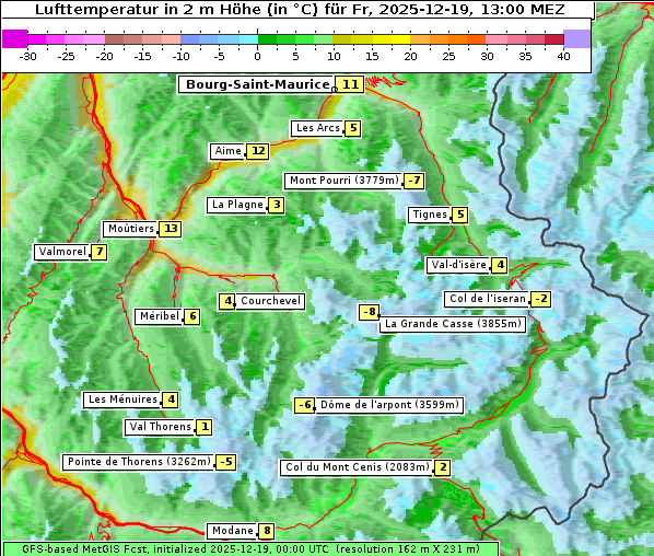 Temperatur, 19. 12. 2025