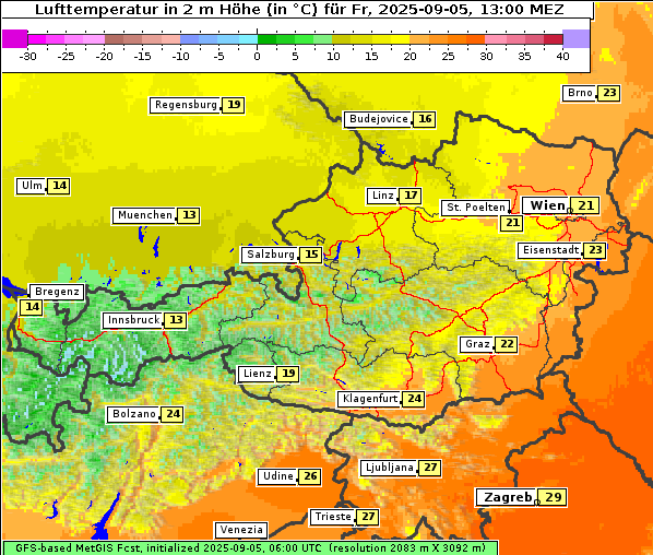 Temperatur, 5. 9. 2025