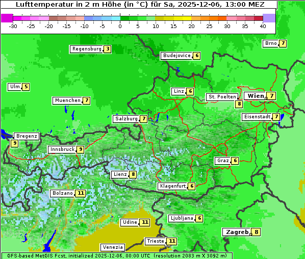 Temperatur, 6. 12. 2025