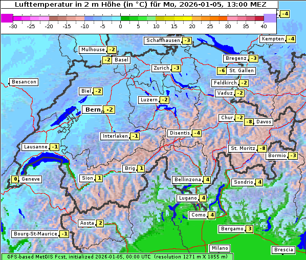 Temperatur, 5. 1. 2026