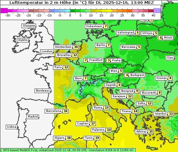 Temperatur, 16. 12. 2025