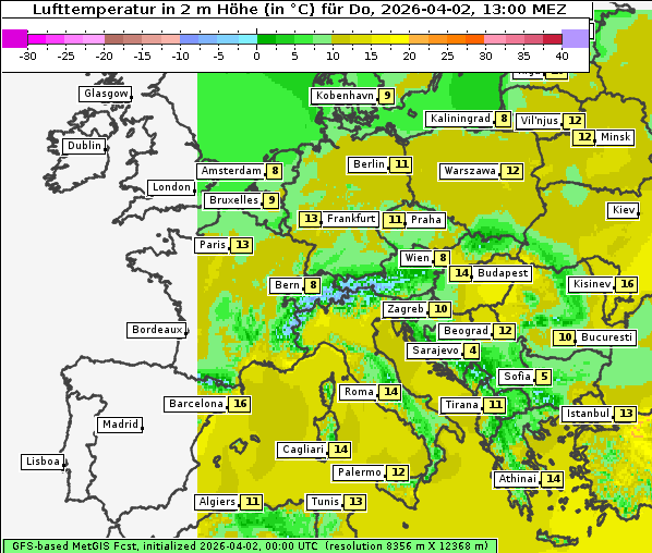 Temperatur, 2. 4. 2026