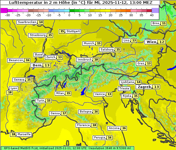 Temperatur, 12. 11. 2025