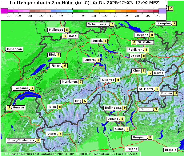 Temperatur, 2. 12. 2025