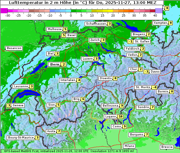 Temperatur, 27. 11. 2025