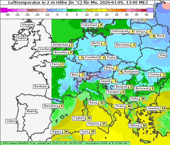 Temperatur, 5. 1. 2026