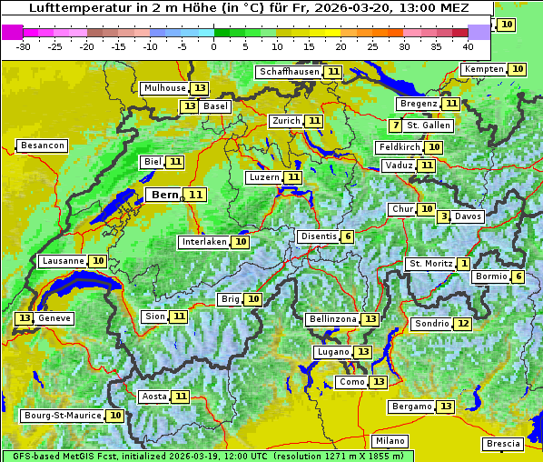 Temperatur, 20. 3. 2026