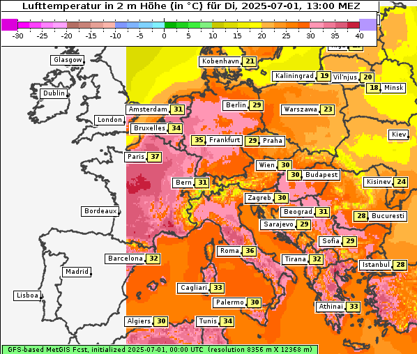 Temperatur, 1. 7. 2025