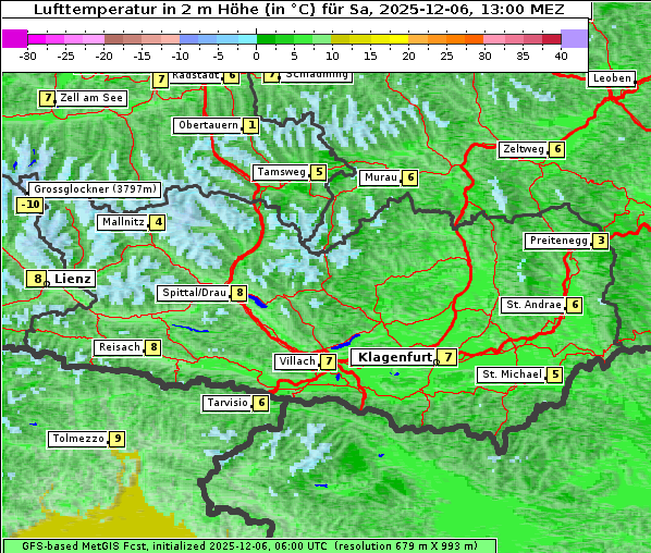 Temperatur, 6. 12. 2025