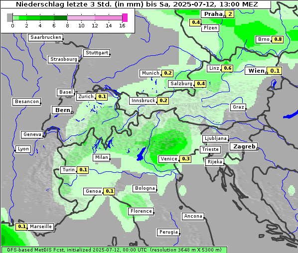 Niederschlag, 12. 7. 2025