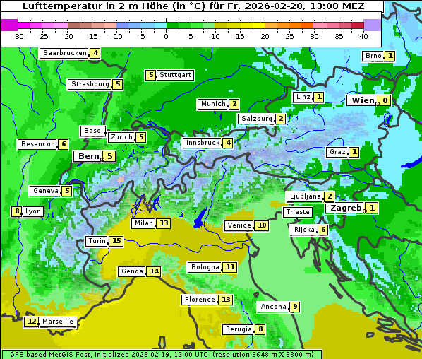 Temperatur, 20. 2. 2026