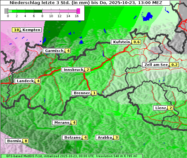 Niederschlag, 23. 10. 2025