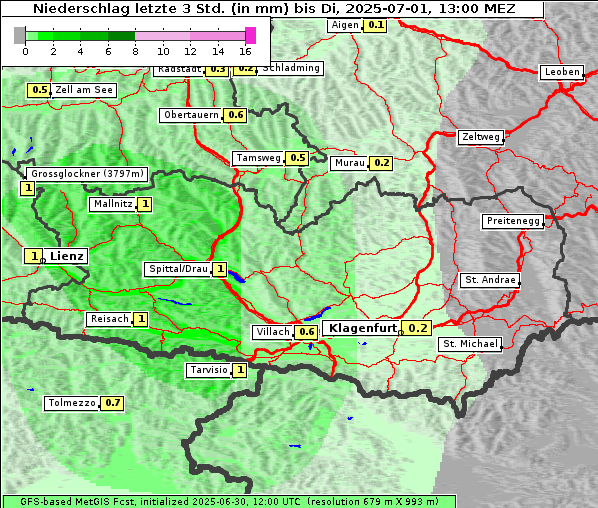 Niederschlag, 1. 7. 2025