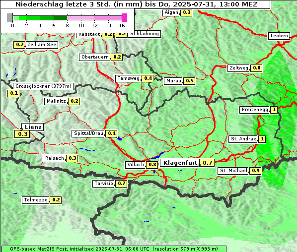 Niederschlag, 31. 7. 2025