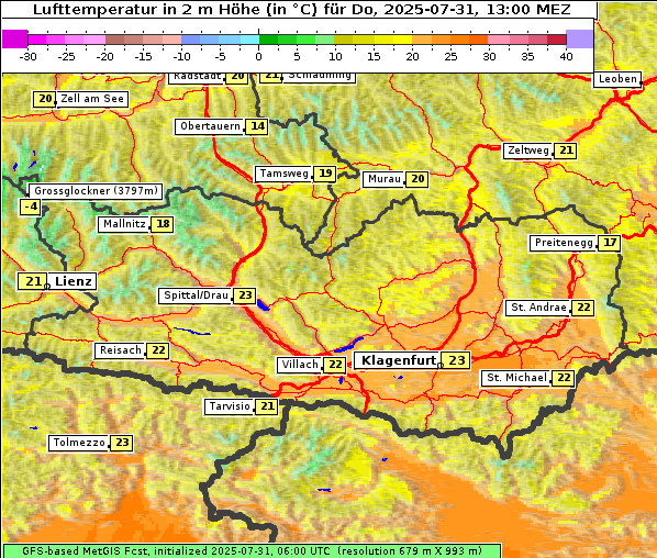Temperatur, 31. 7. 2025