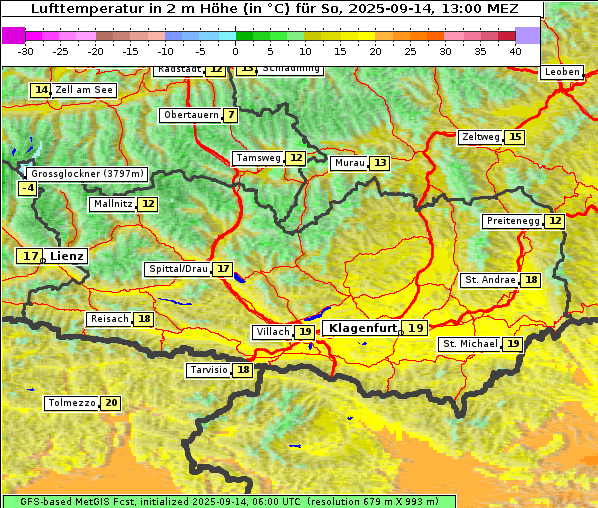 Temperatur, 14. 9. 2025