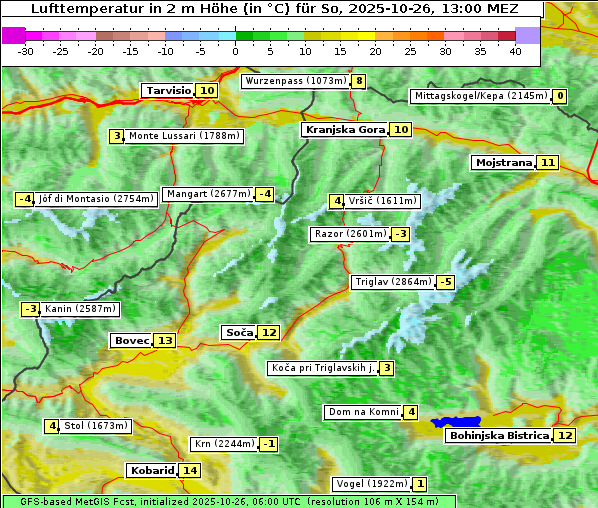 Temperatur, 26. 10. 2025