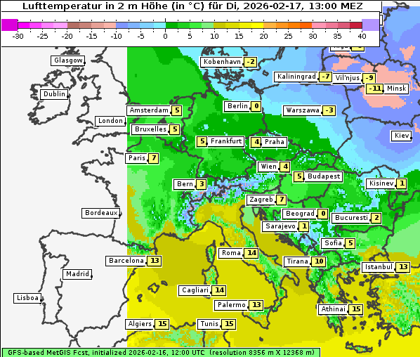 Temperatur, 17. 2. 2026