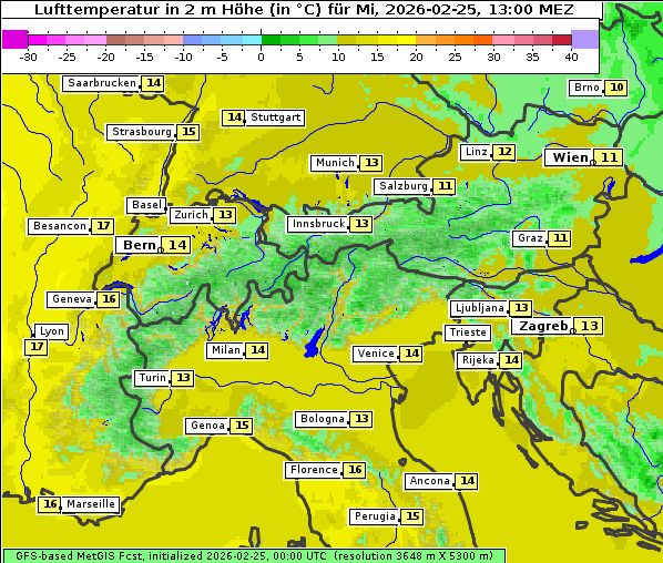 Temperatur, 25. 2. 2026