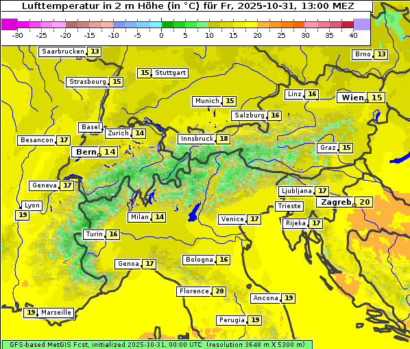 Temperatur, 31. 10. 2025