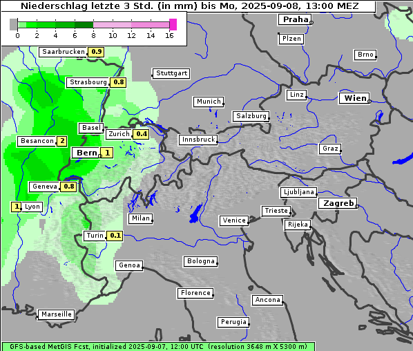 Niederschlag, 8. 9. 2025