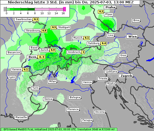 Niederschlag, 3. 7. 2025
