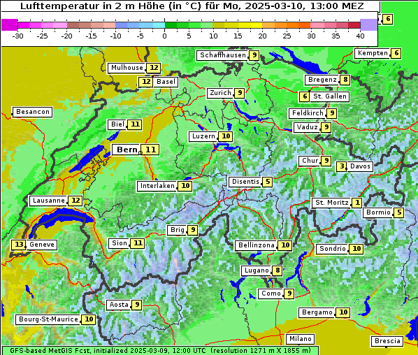 Temperatur, 10. 3. 2025