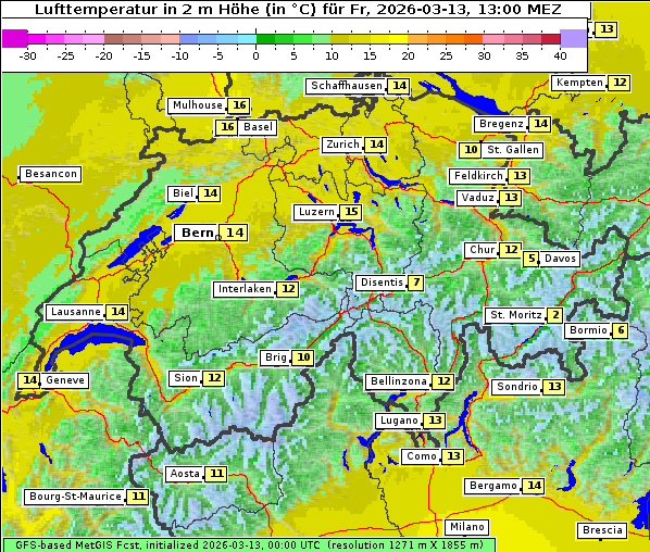Temperatur, 13. 3. 2026
