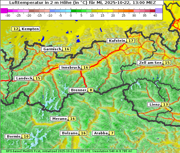 Temperatur, 22. 10. 2025