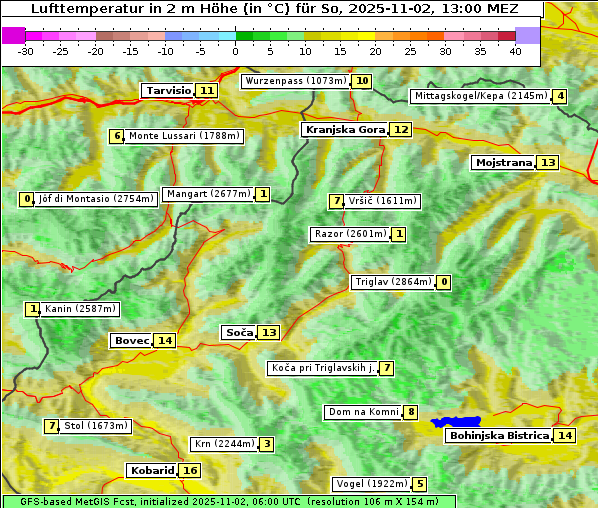 Temperatur, 2. 11. 2025