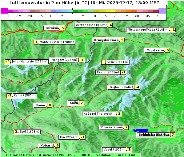 Temperatur, 17. 12. 2025