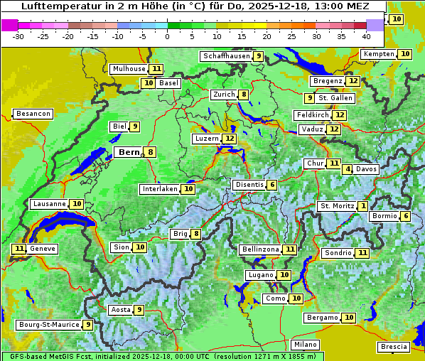 Temperatur, 18. 12. 2025