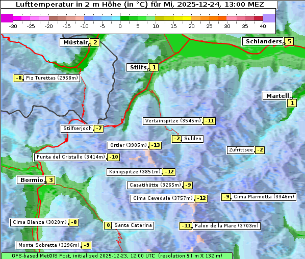Temperatur, 24. 12. 2025