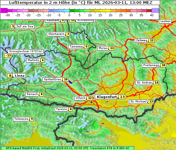 Temperatur, 11. 3. 2026