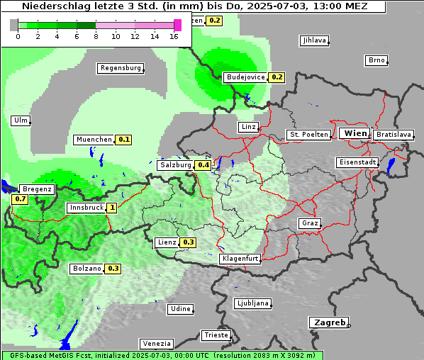 Niederschlag, 3. 7. 2025