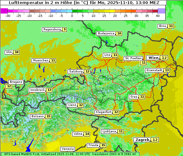 Temperatur, 10. 11. 2025